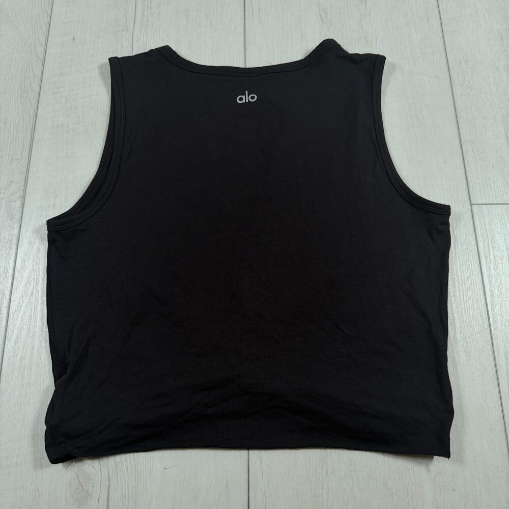 Alo Yoga Women's Small Cover Twist Cropped Tank Top Black Workout Pilates